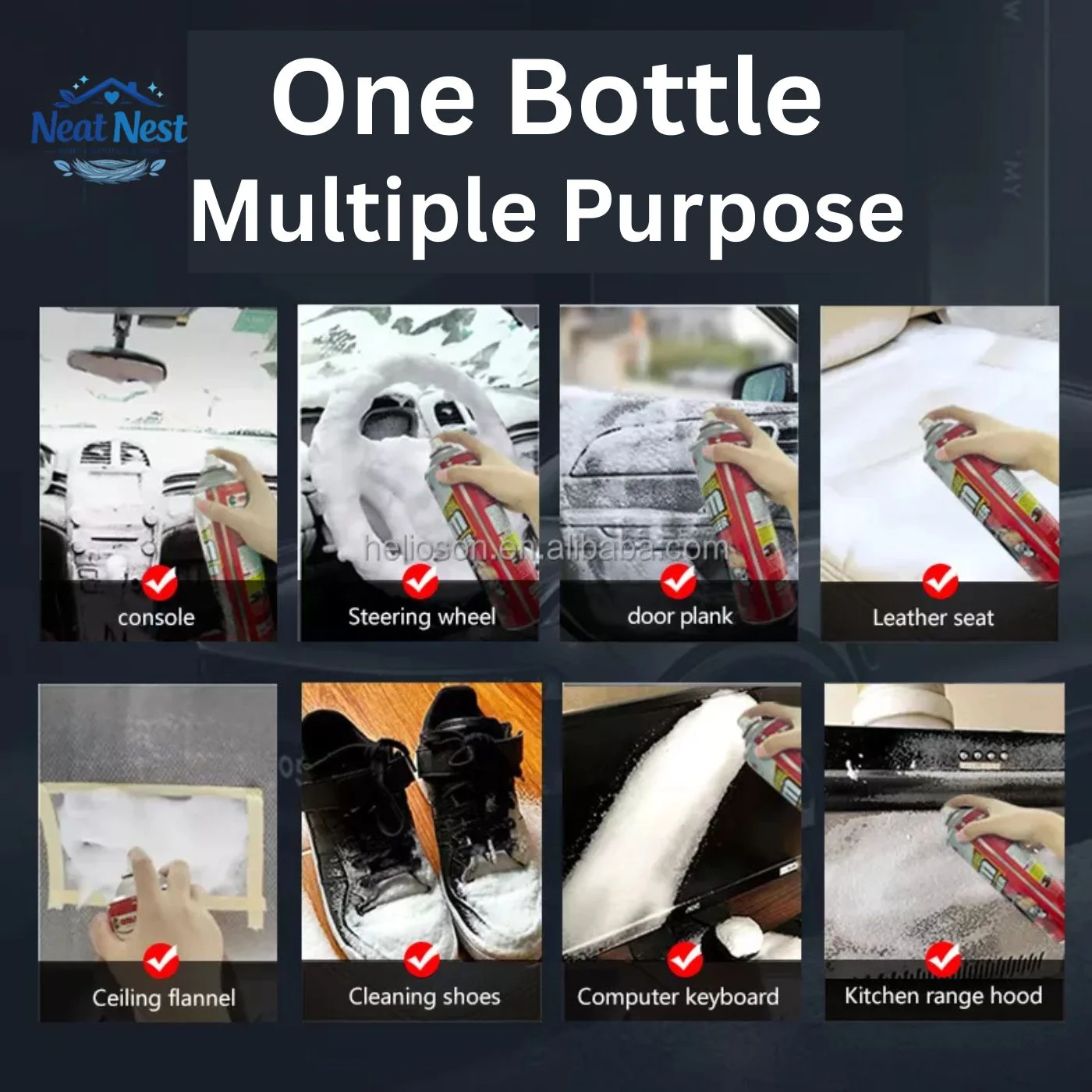 Neat Nest Multi-Purpose Foam Cleaner 650ml – Remove Stains & Grease Instantly