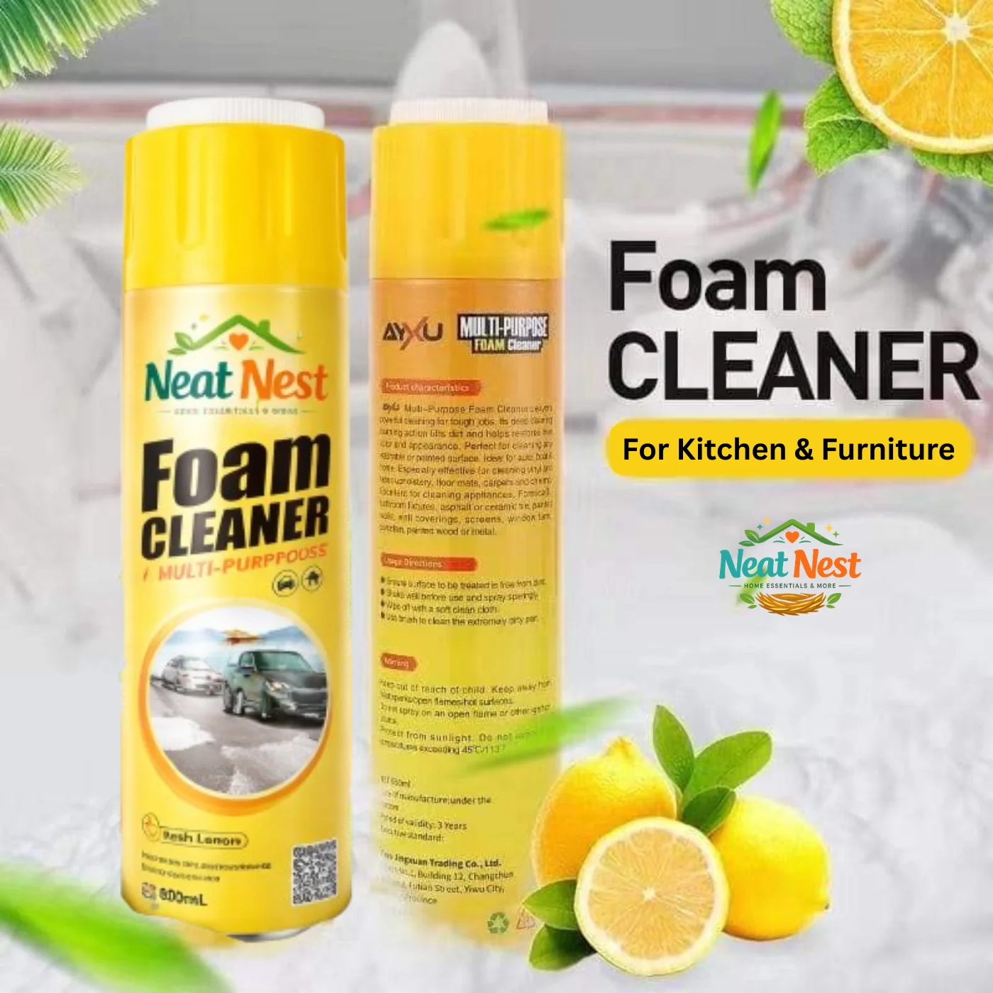 Neat Nest Multi-Purpose Foam Cleaner 650ml – Remove Stains & Grease Instantly